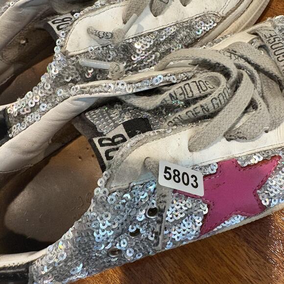 Golden Goose Shoes US 5 Size 35 Low Top Distressed Sequin Pink Star May Italy - Picture 15 of 15